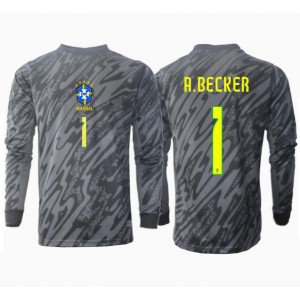 Fotbalové Dres Brazílie Alisson Becker #1 Brankářské Venkovní Oblečení Copa America 2024 Dlouhý Rukáv